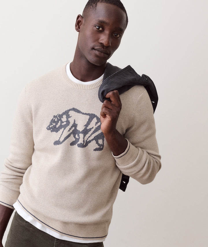 Varsity Intarsia Crew Sweater | Oatmeal