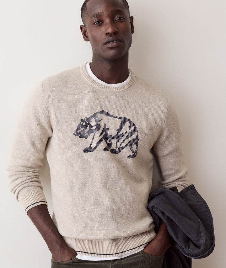 Varsity Intarsia Crew Sweater | Oatmeal