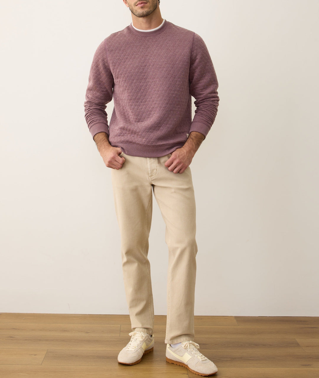 Corbet Quilted Crew | Plum Steel