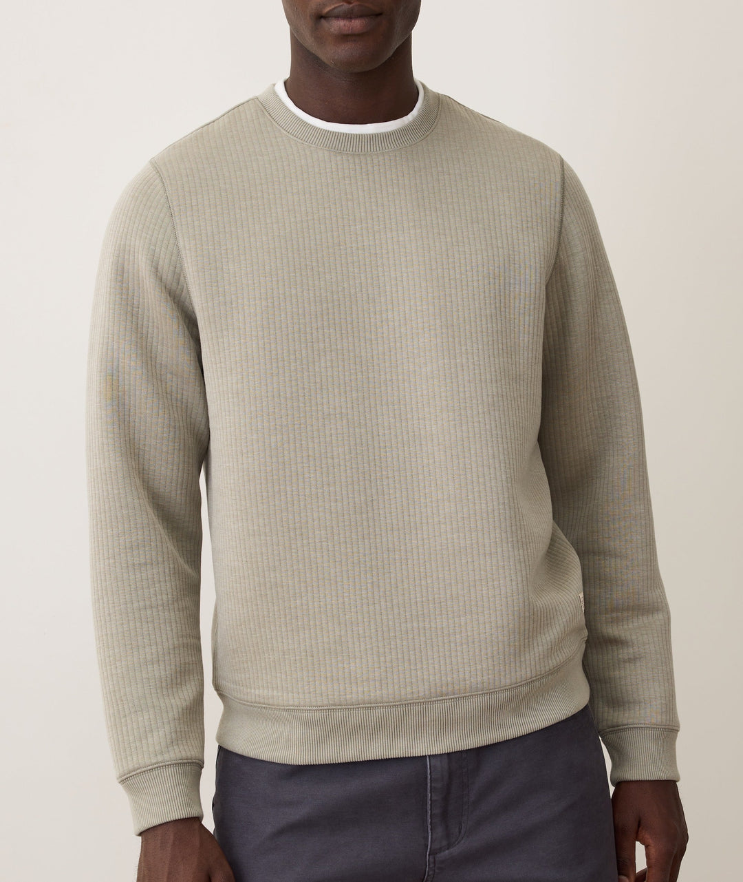 Corbet Quilted Crewneck | Taupe