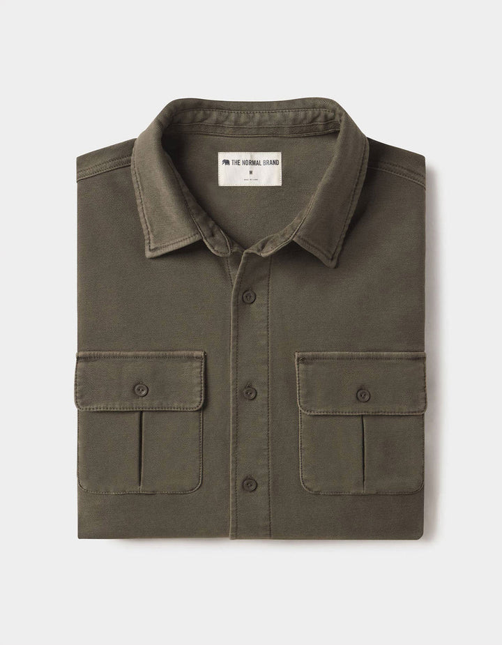 Comfort Terry Shirt Jacket | Olive
