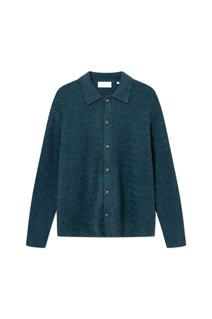 Finnegan Knit Button-Up Shirt - Pine Green