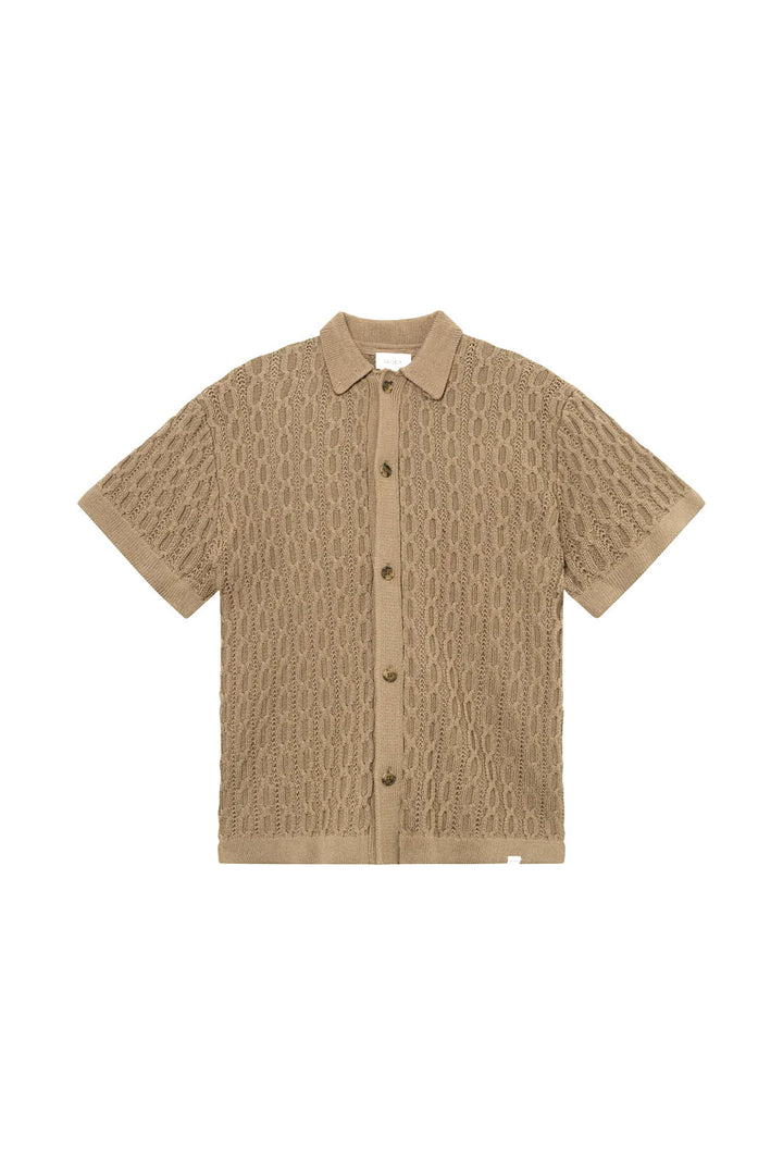 Garrett Knitted Button-Up Shirt - Walnut
