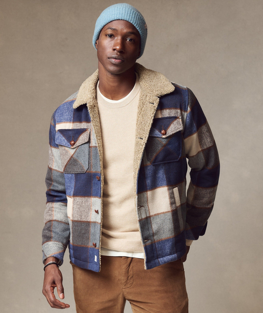 Casey Sherpa Jacket | Nordic Blue Buffalo Plaid