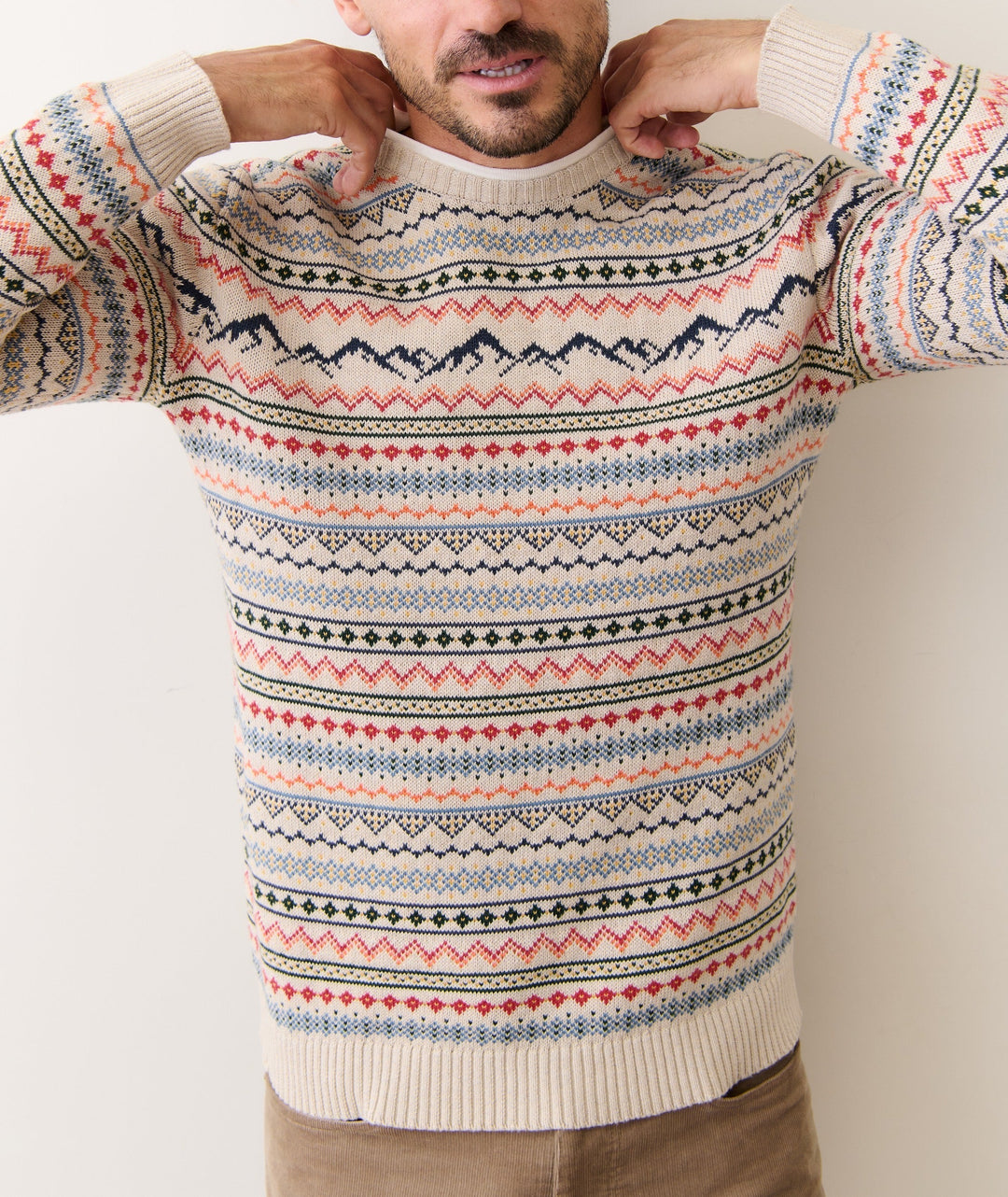 California Fair Isle Crew | Oatmeal Multi