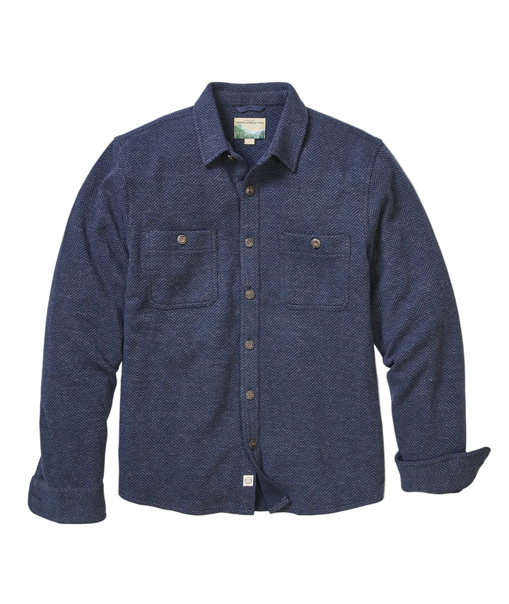 Pacifica Stretch Twill Overshirt | Navy Herringbone