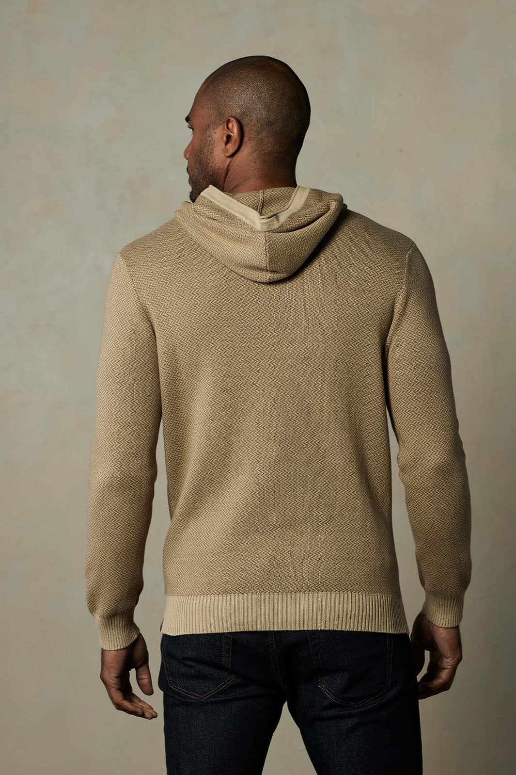 Herringbone Knit Hoodie - Toasted Chestnut