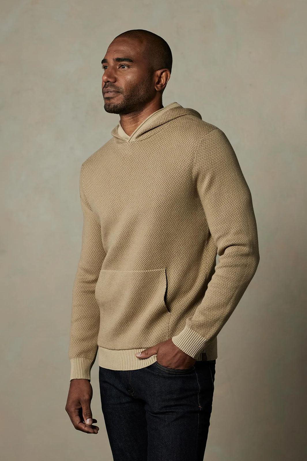 Herringbone Knit Hoodie - Toasted Chestnut