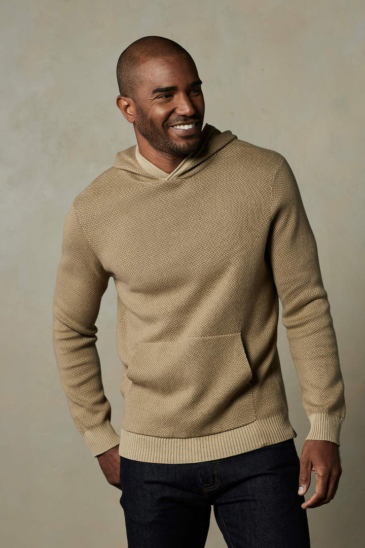 Herringbone Knit Hoodie - Toasted Chestnut