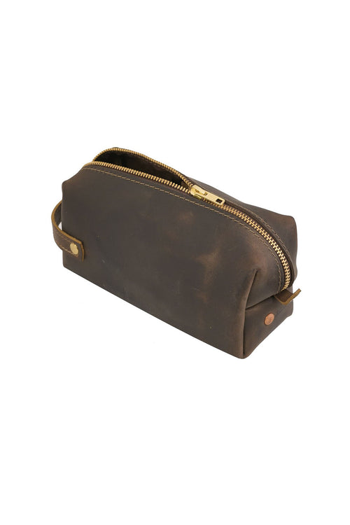 High Line Leather Dopp Kit - Dark Brown