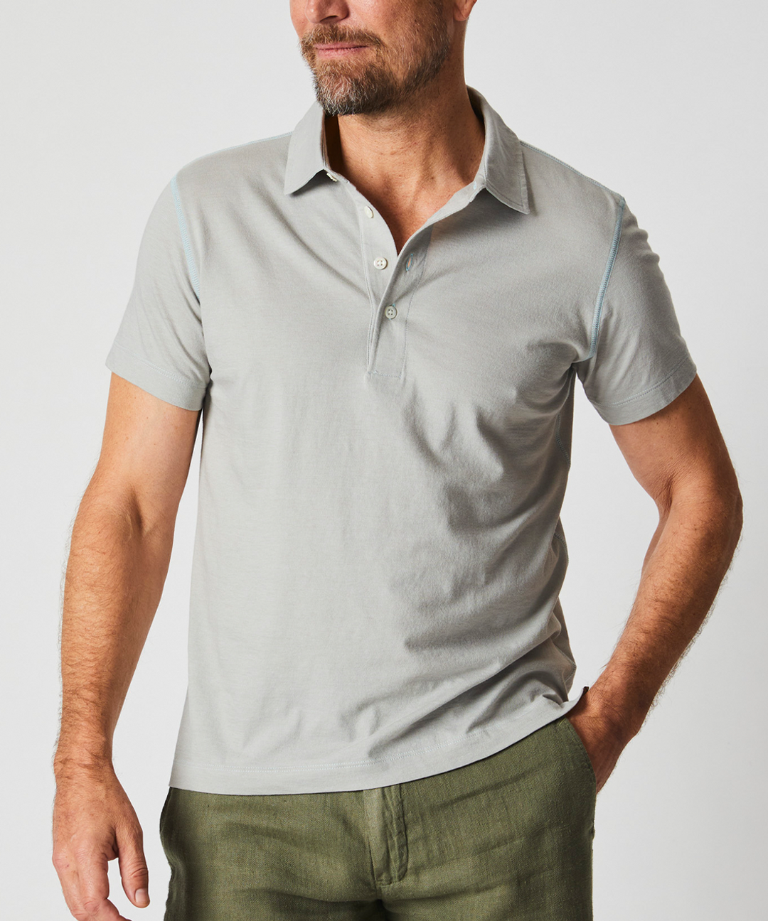 Stripe Pensacola Polo | Light Blue