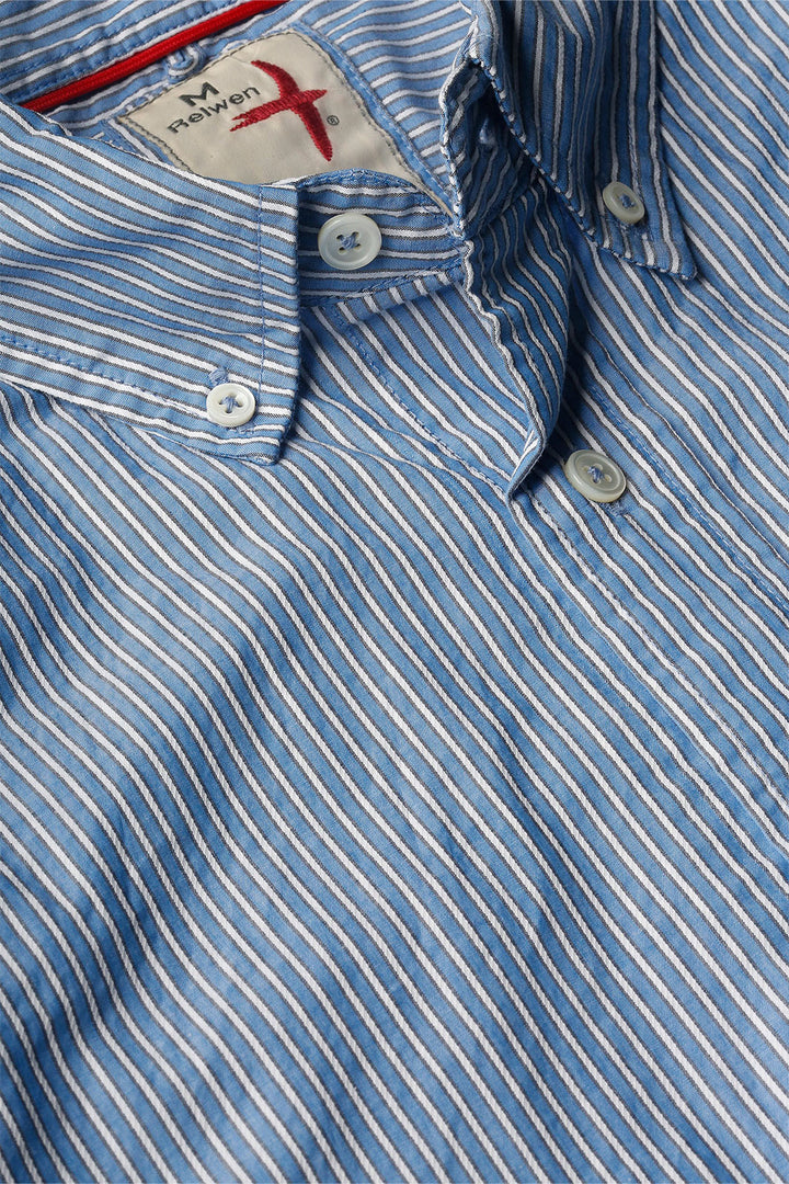 Huntsman Blues Button-Up - Blue Railroad Stripe