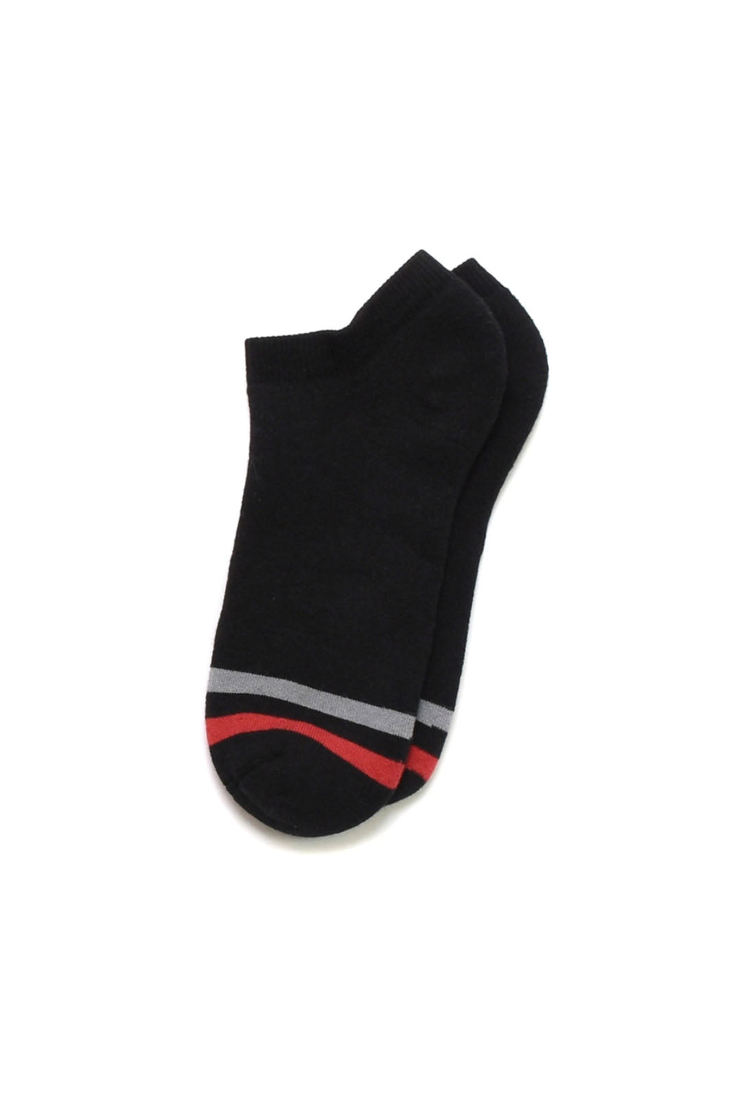 Kennedy Ankle Sock - Black with Red/Grey Stripes