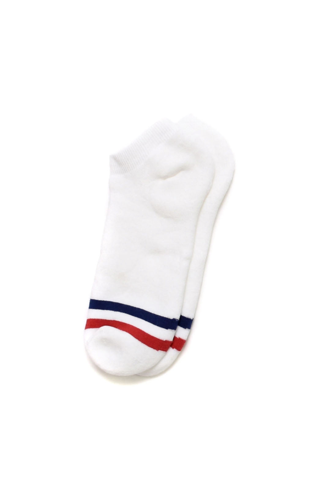 Kennedy Ankle Sock - White with Red/Navy Stripes