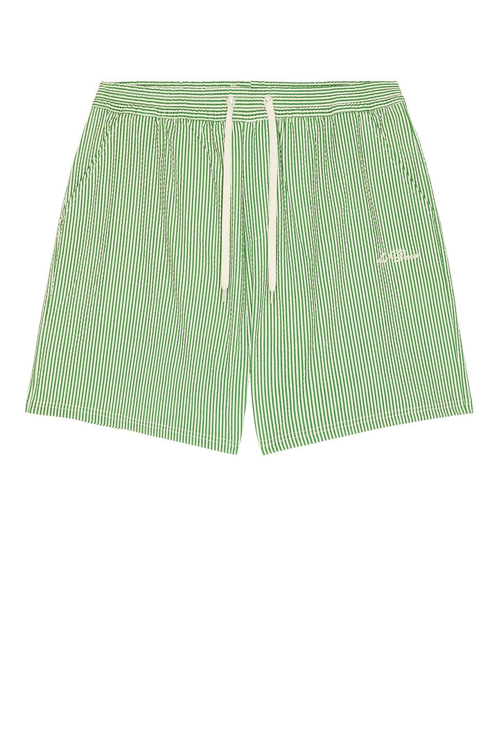 Stan Stripe Seerseucker Swim Shorts | Artichoke Green