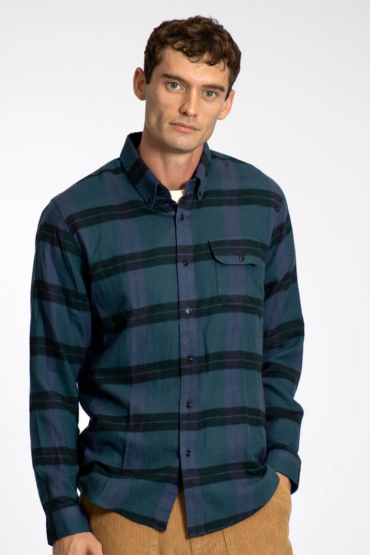 Larry Check Shirt - Meteorite Black/ Insignia Blue
