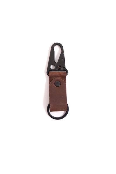 Leather Clip Keychain - Dark Brown
