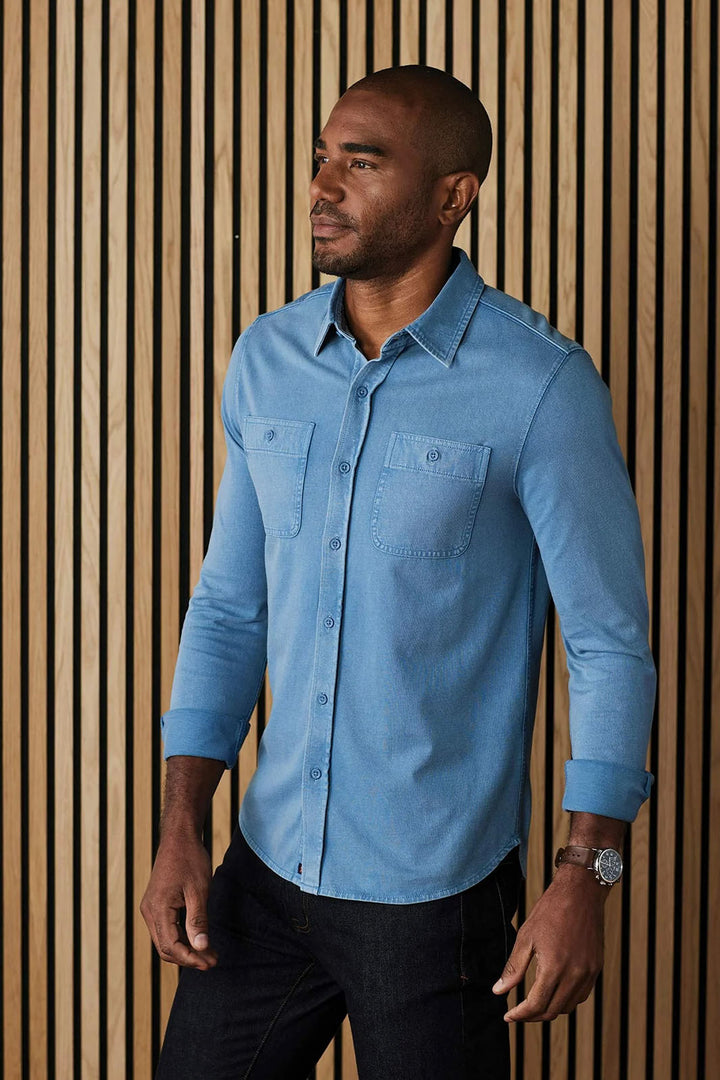 Lennox Jersey Button-Up - Slate Blue