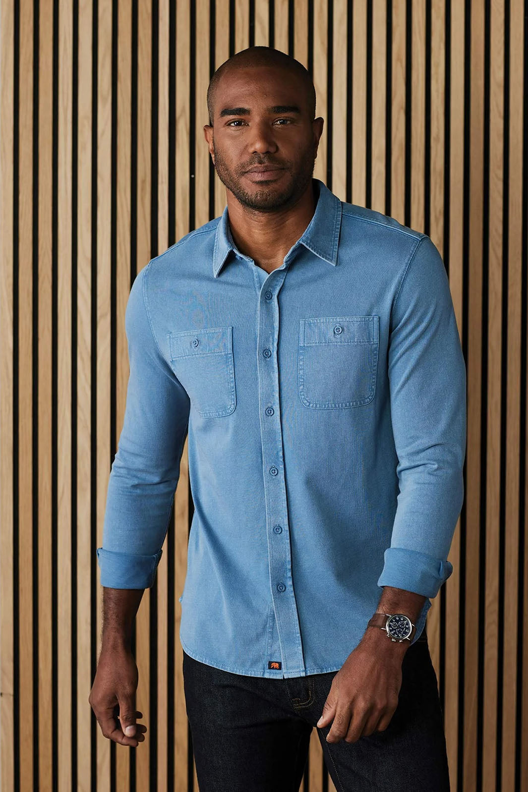 Lennox Jersey Button-Up - Slate Blue