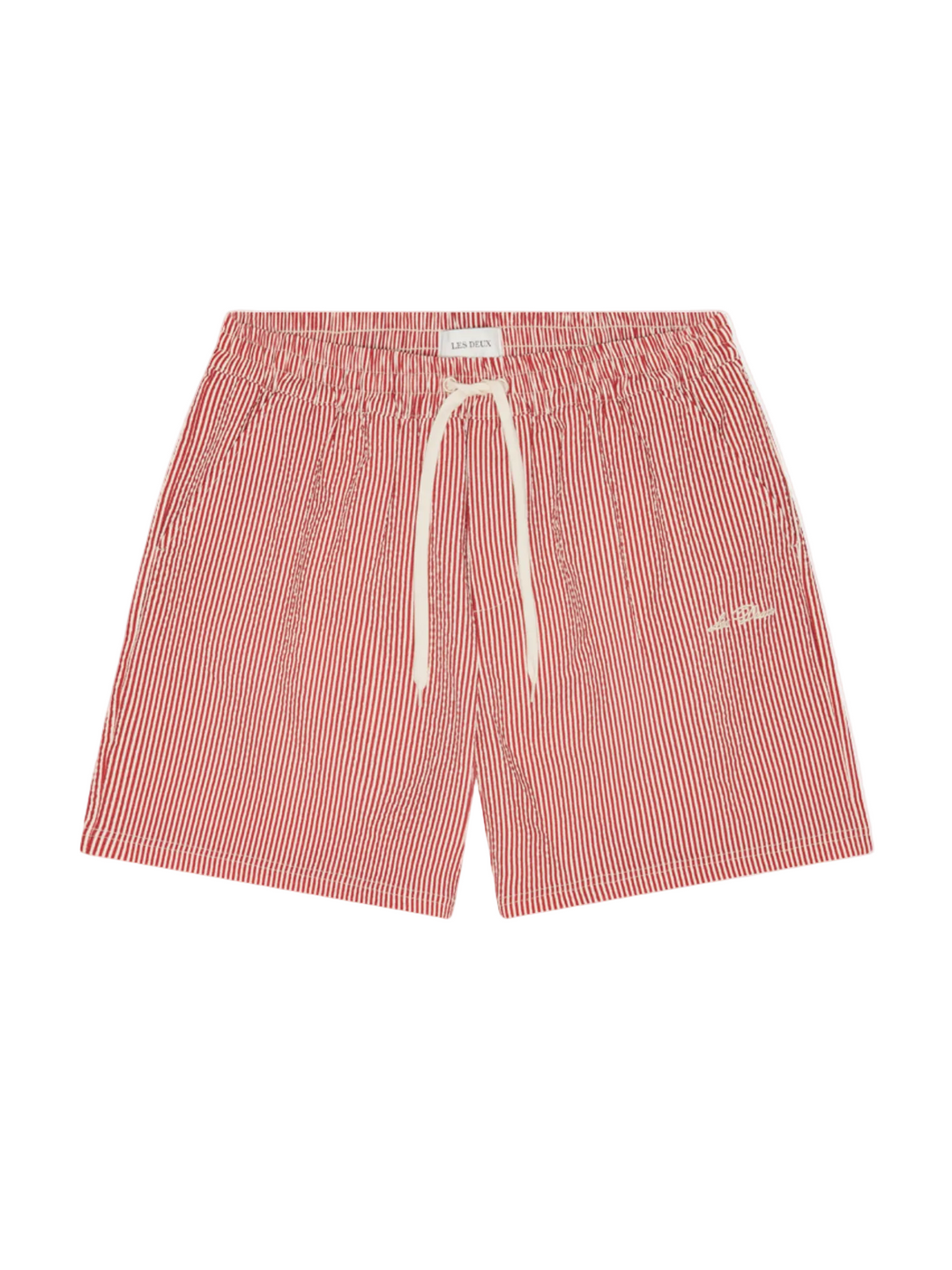 Stan Stripe Seerseucker Swim Shorts | Beet Red