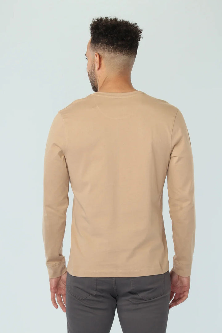 Long Sleeve Henley - Beige