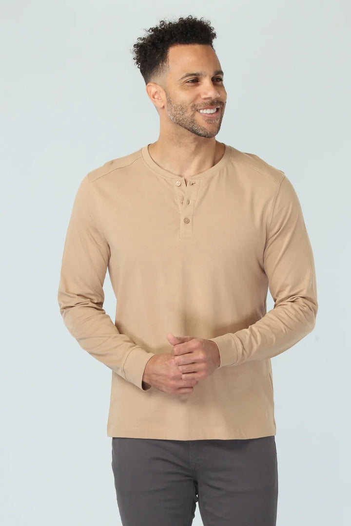 Long Sleeve Henley - Beige