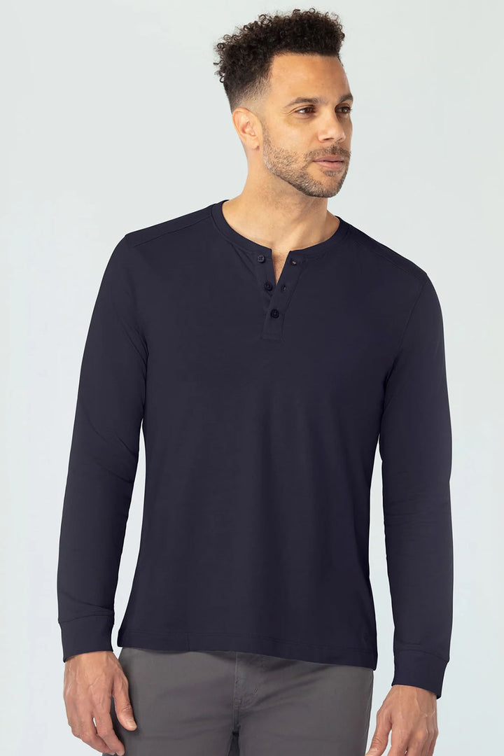 Long Sleeve Henley - Navy