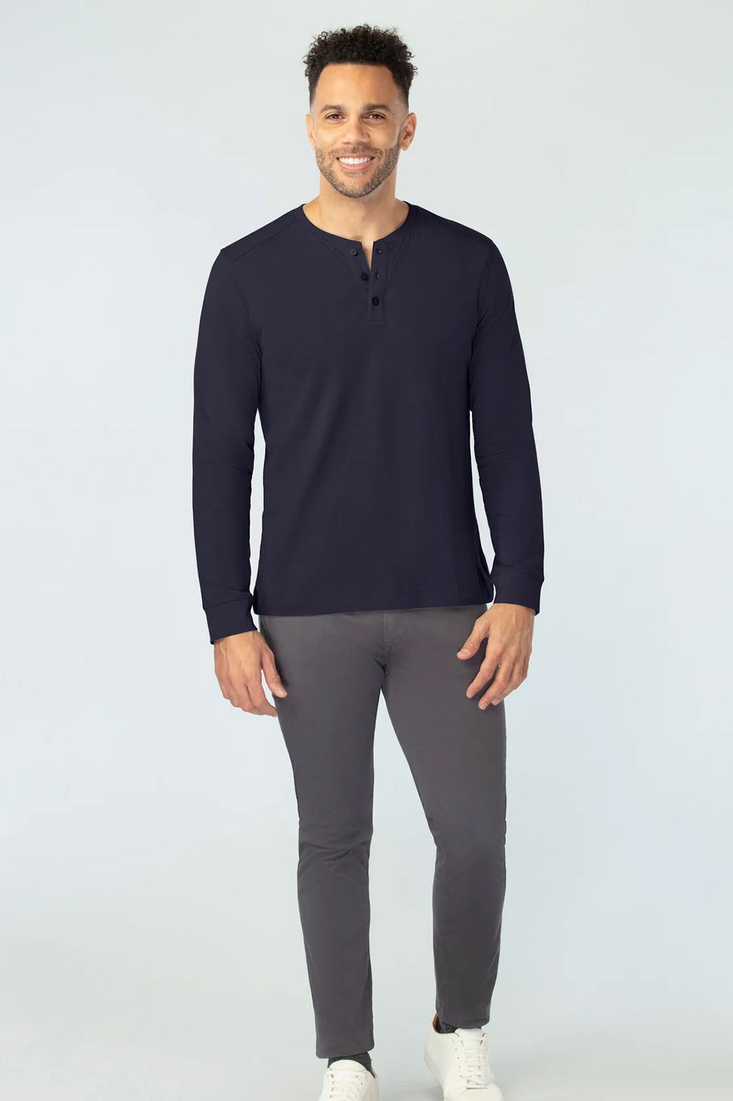 Long Sleeve Henley - Navy