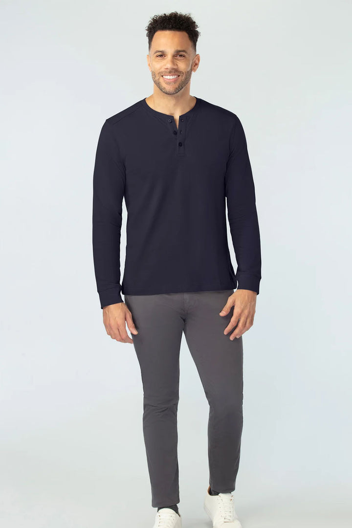 Long Sleeve Henley - Navy