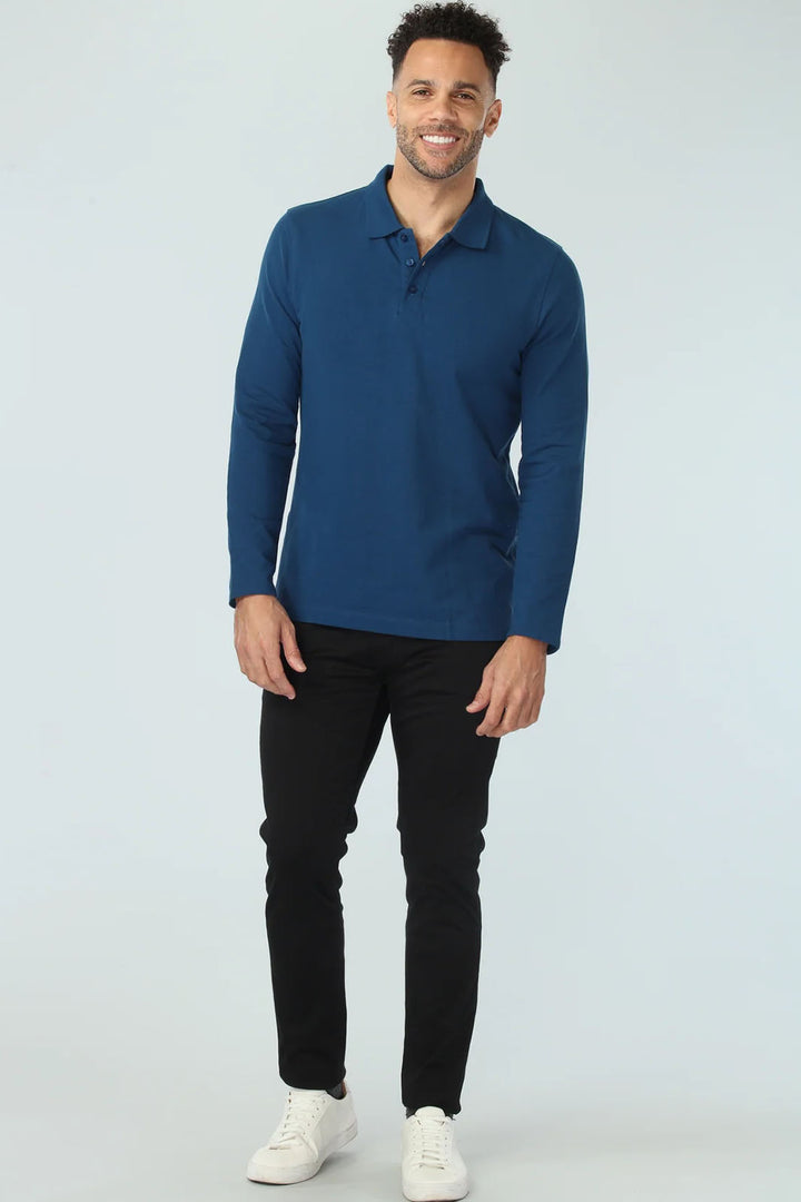 Long Sleeve Polo - Blue