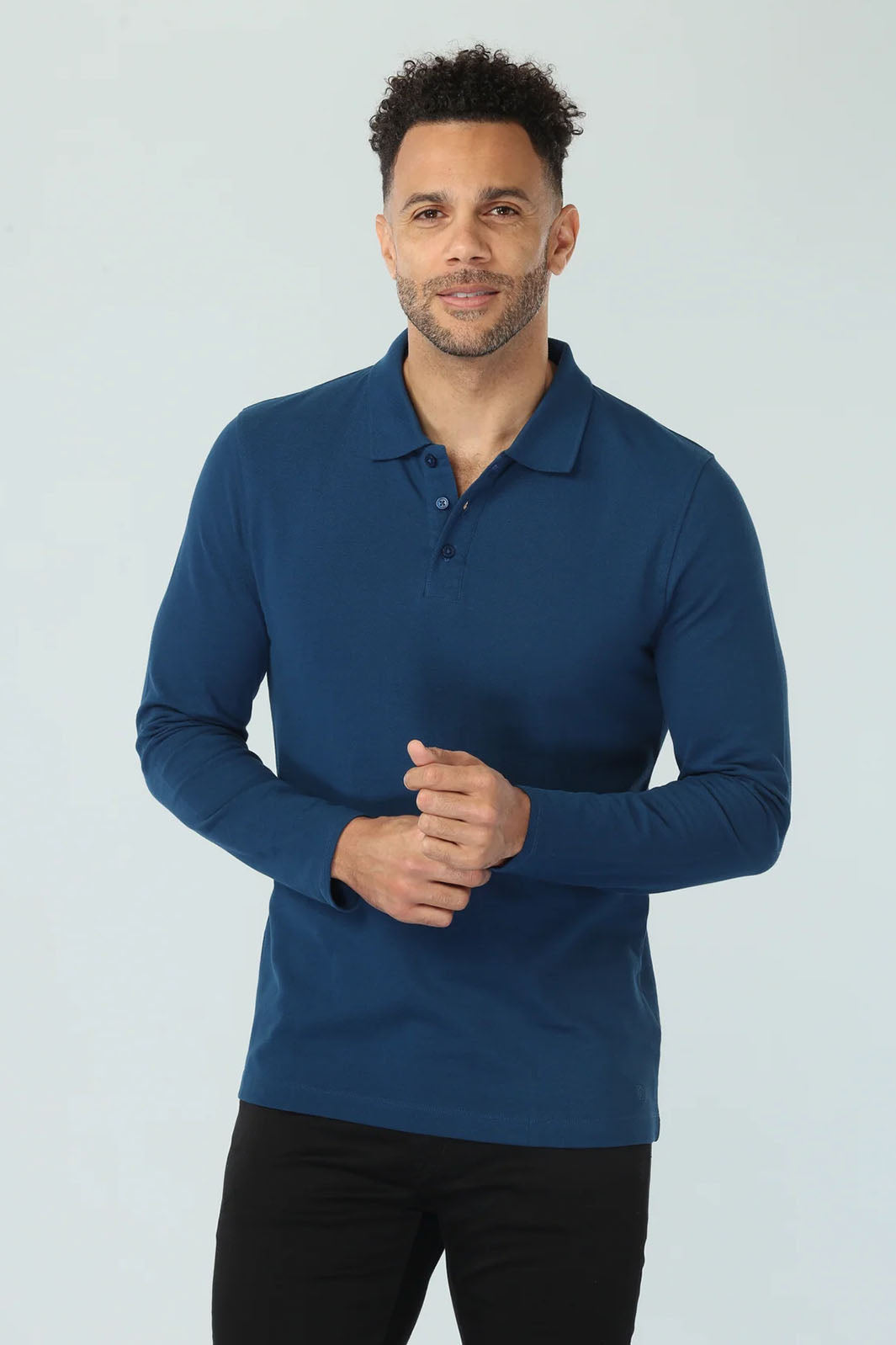 Long Sleeve Polo - Blue