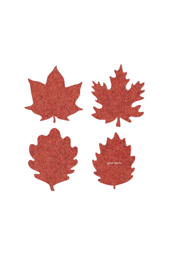 Merino Wool Leaf Coaster, 4 Pack - Mahogany