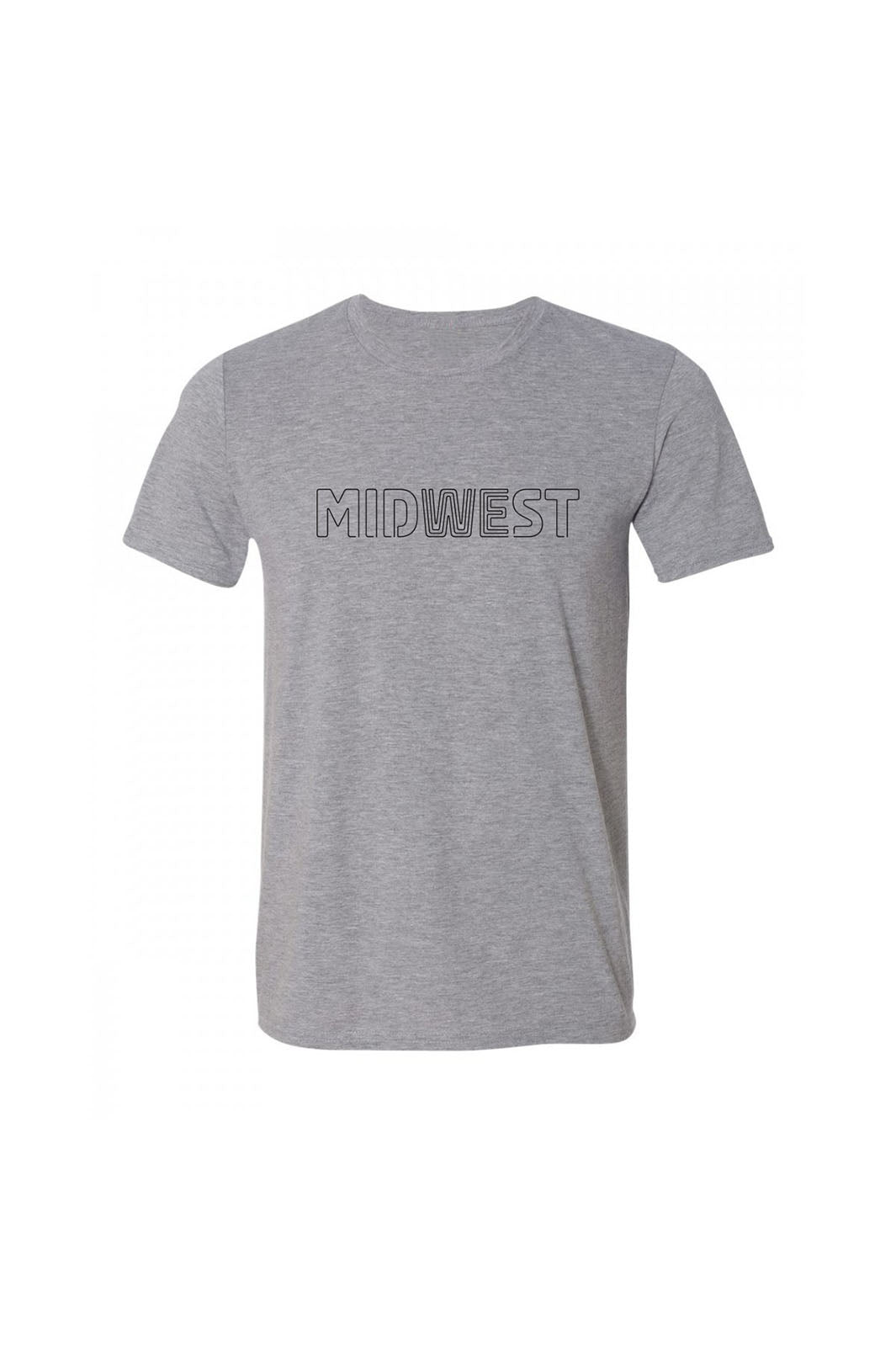 Heather grey t-shirt with original "Midwest" design by Cowboys and Astronauts. 