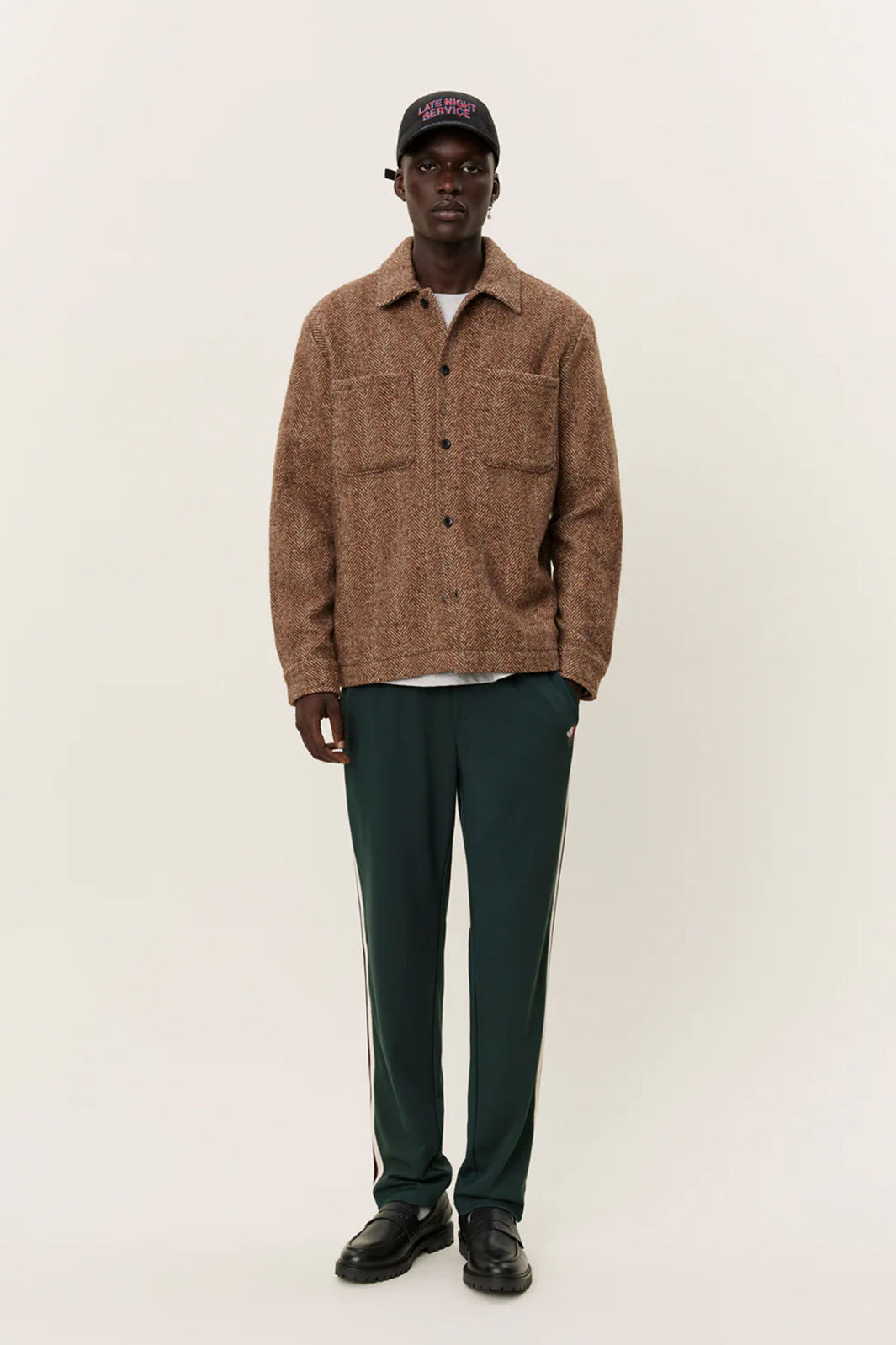 Milian Herringbone Overshirt - Coffee Brown/ Dark Sand