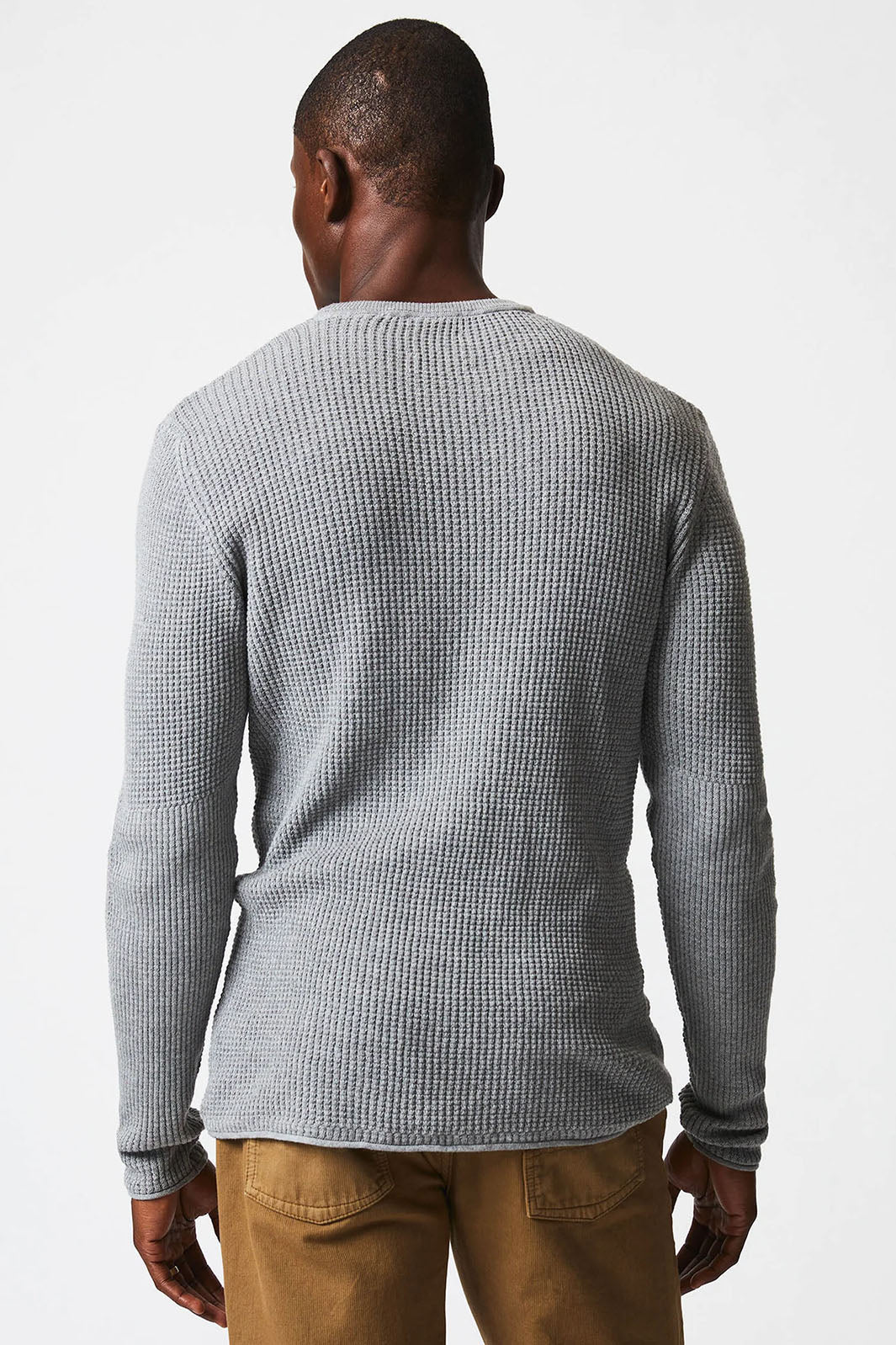Mini Waffle Crew Sweater - Grey