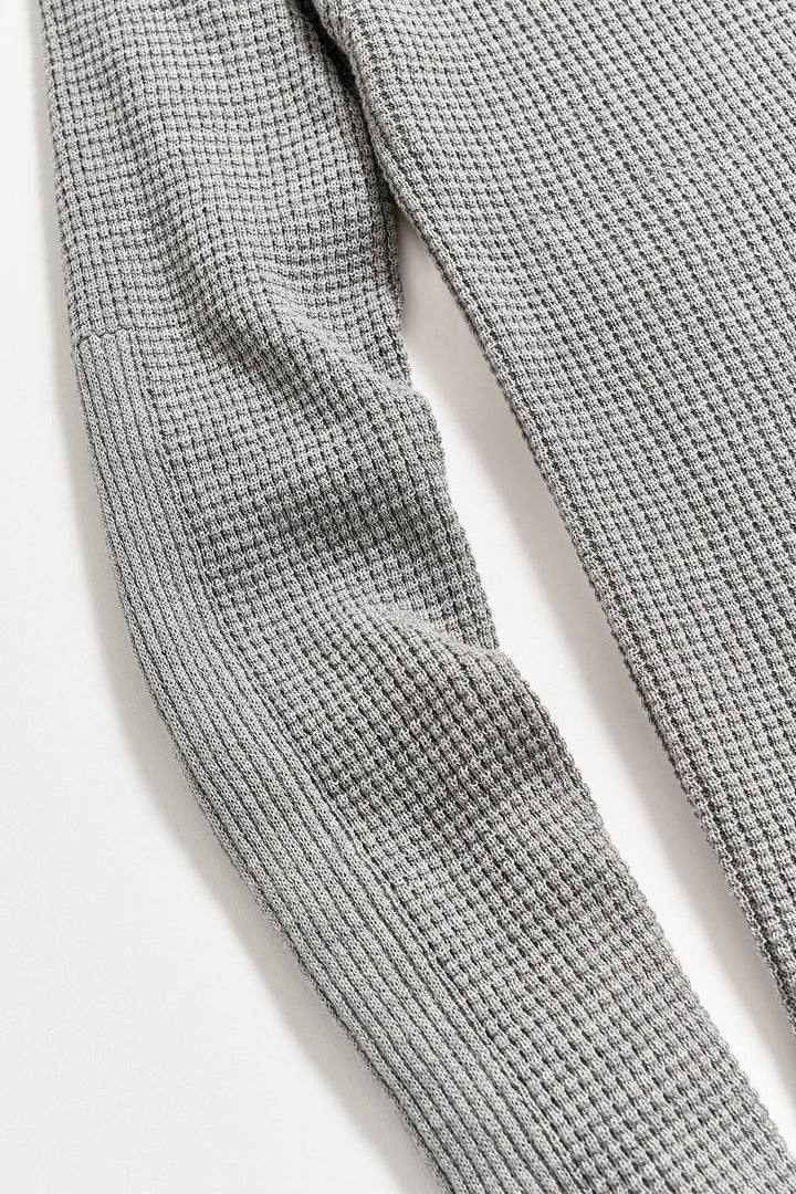 Mini Waffle Crew Sweater - Grey