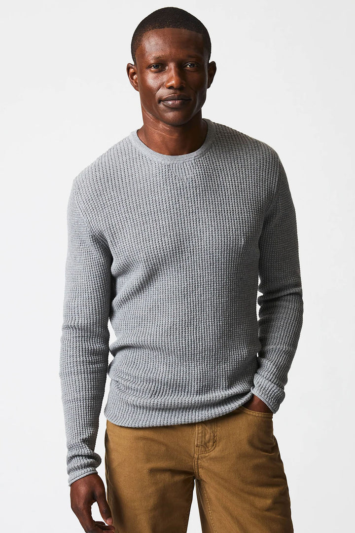 Mini Waffle Crew Sweater - Grey