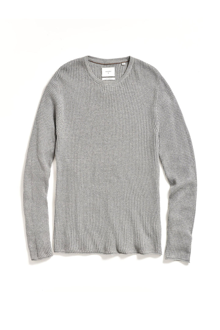 Mini Waffle Crew Sweater - Grey