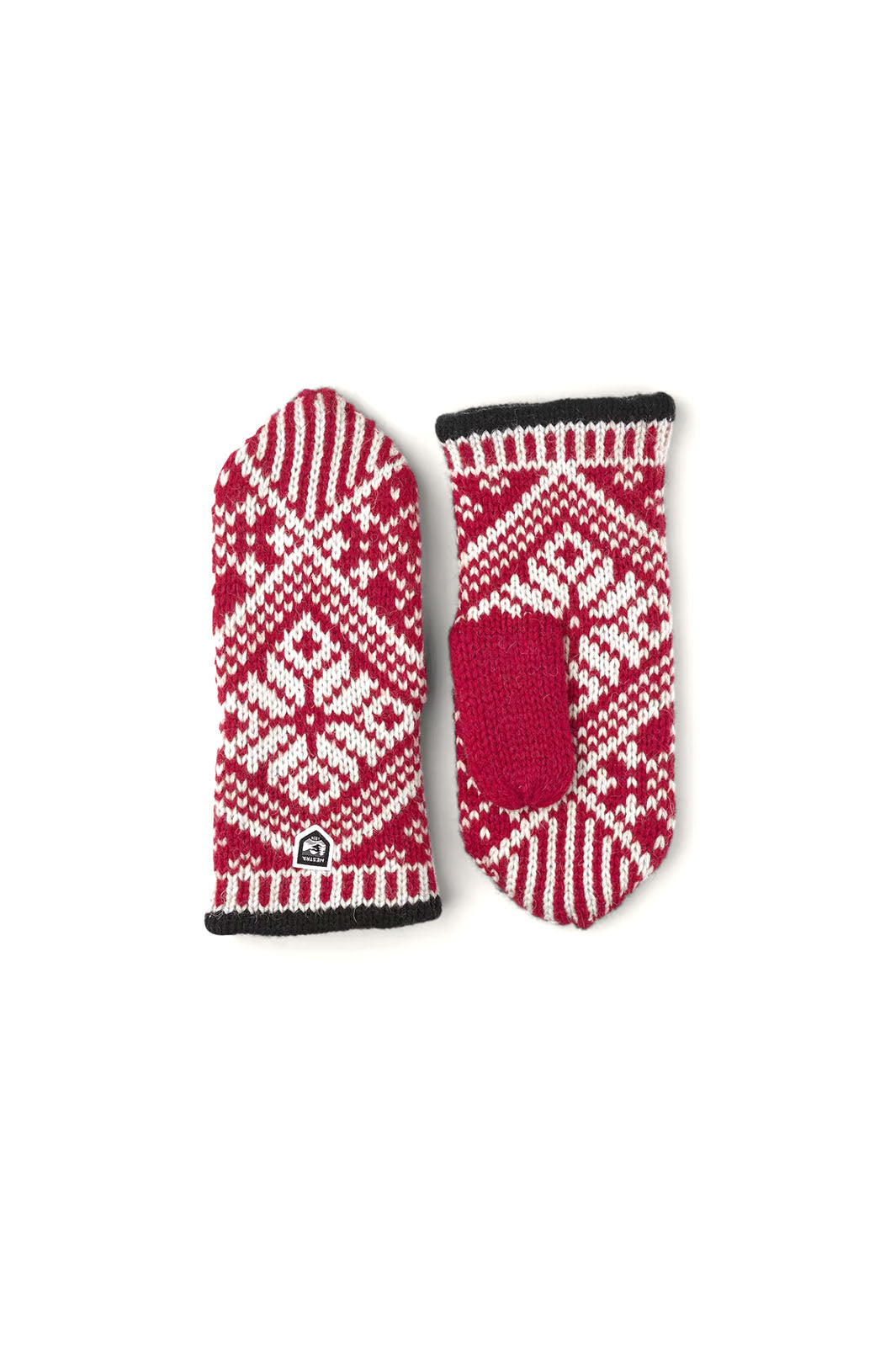 Nordic Wool Mitt Style Gloves - Red/Off White