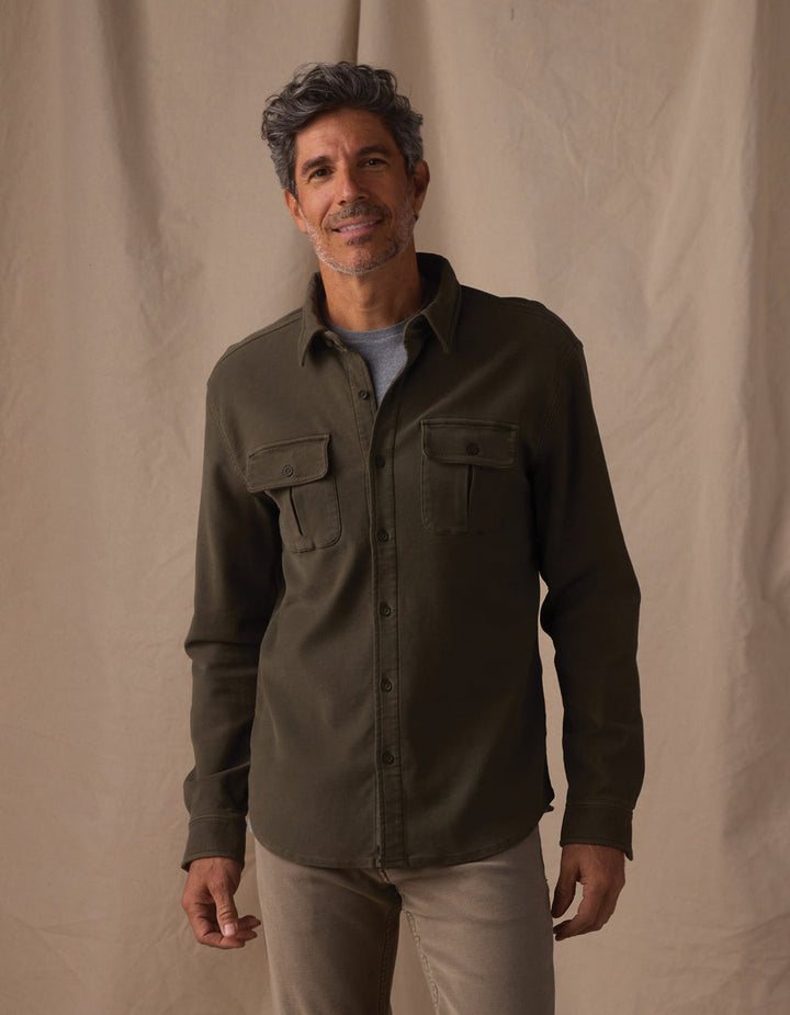Comfort Terry Shirt Jacket | Olive