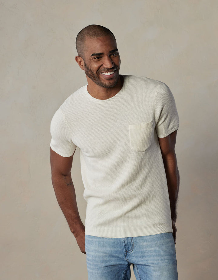 Waffle Knit Sweater Tee | Cream