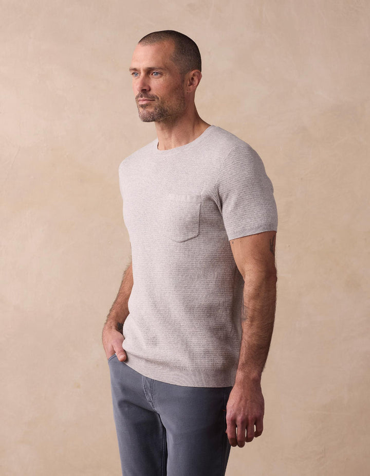 Waffle Knit Sweater Tee | Stone