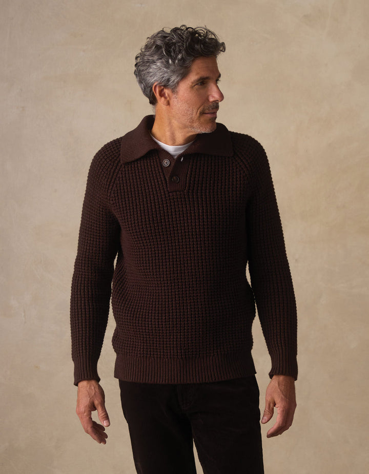 Waffle Sweater Popover | Dark Brown