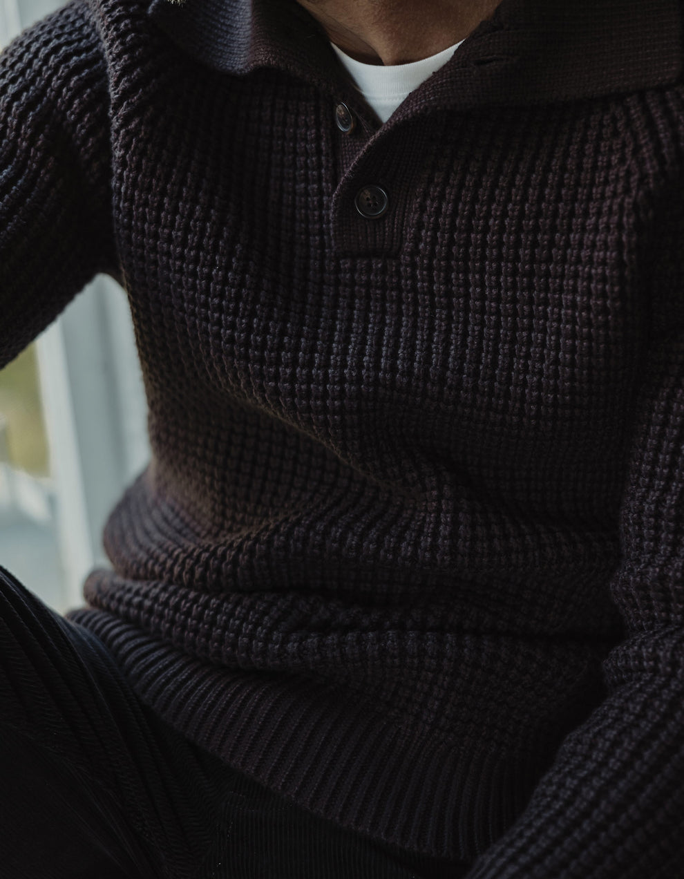 Waffle Sweater Popover | Dark Brown