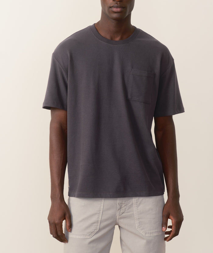 Boxy Sueded Tee | Asphalt
