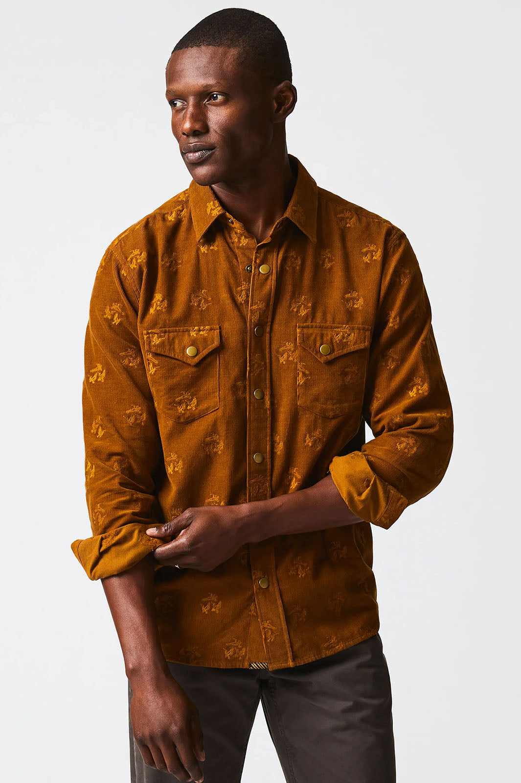 Pelican Cord Western Snap Shirt - Billy's Brown