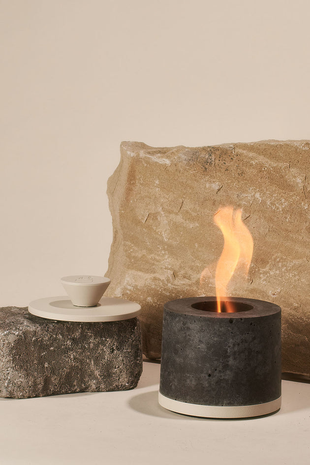 Personal Concrete Fireplace - Almond Aluminum Base