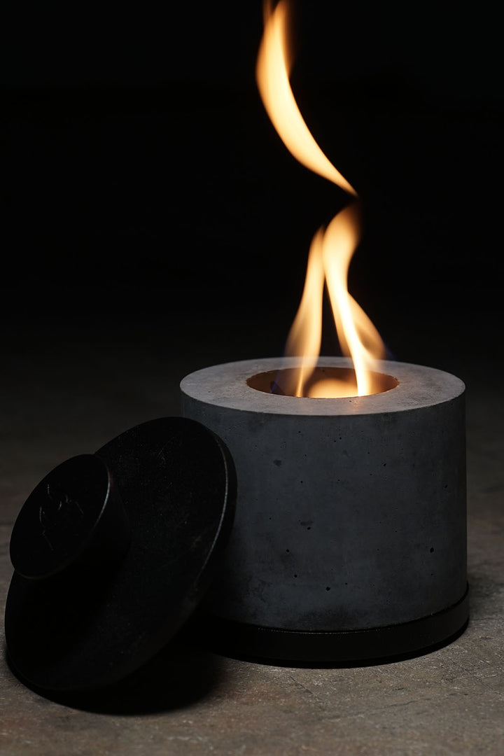 Personal Concrete Fireplace - Black Aluminum Base