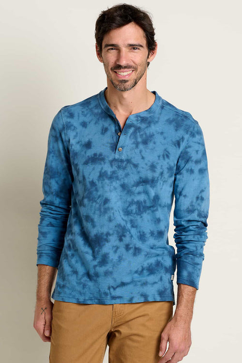 Primo Long Sleeve Henley - True Navy Tie Dye Preview