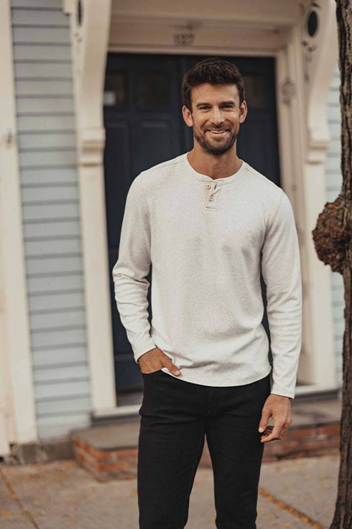 Puremeso Two Button Henley - Stone
